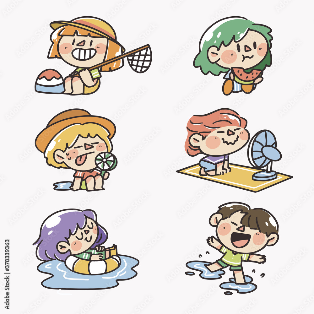 boys and girls playing on summer time graphic boys and girls playing on summer time graphic
