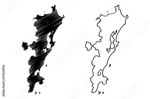 Florianopolis City and Municipality (Federative Republic of Brazil, Santa Catarina State) map vector illustration, scribble sketch City of Florianopolis map photo