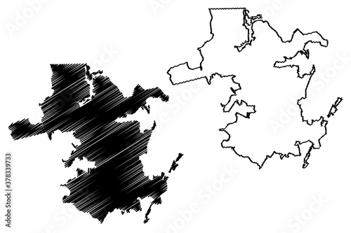 Juiz de Fora City (Federative Republic of Brazil, Minas Gerais State) map vector illustration, scribble sketch City of Juiz de Fora map