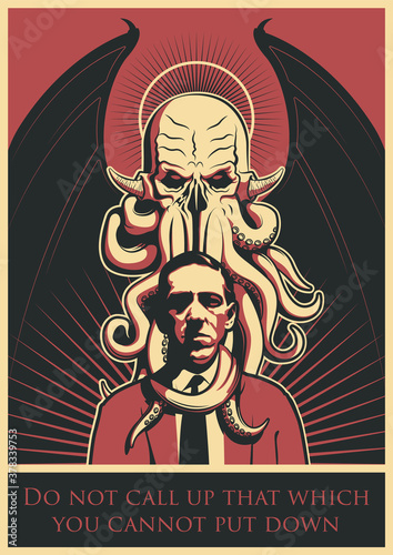 Cthulhu and Writer, Sea Monster, Author's Quote Poster photo