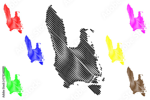 Sanma Province (Republic of Vanuatu, archipelago) map vector illustration, scribble sketch Espiritu Santo, Malo island map