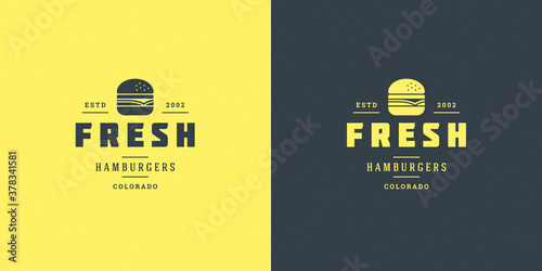 Burger logo vector illustration hamburger silhouette good for restaurant menu and cafe badge