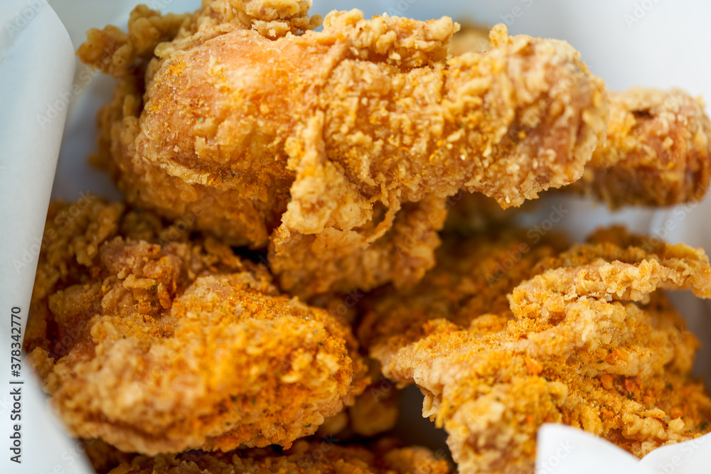 A delicious golden American fried chicken A delicious golden American fried chicken
