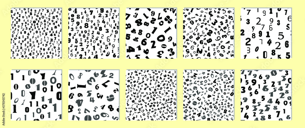 Seamless pattern black and white with numbers. Education and school concept