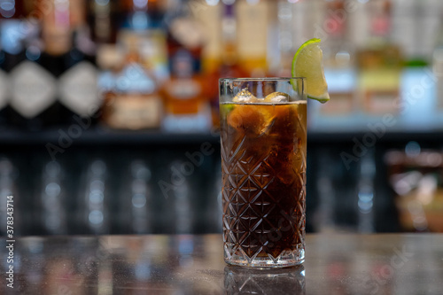 Closeup of a cocktail cuba libre photo