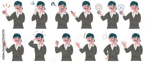 スーツ　携帯電話　スマホ  女性　士業　セット
