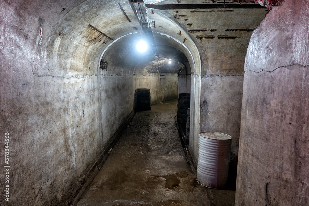 Old abandoned bunker in the woods. Military Fort. military defensive fortifications. fort number 7. Vladivostok. Russia.