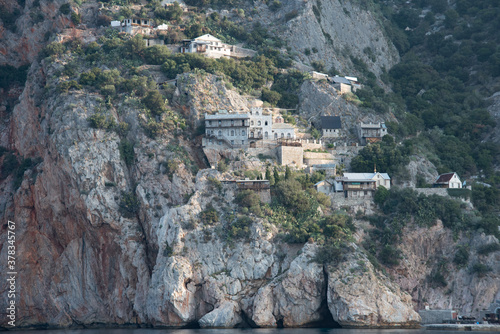 Hermit huts at Karoulia district, Mount Athos, Greece