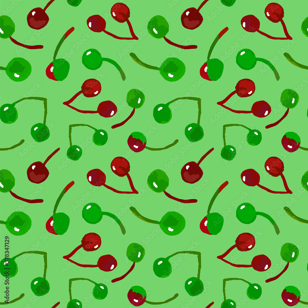 Wild Cherries on green background Wild Cherries on green background