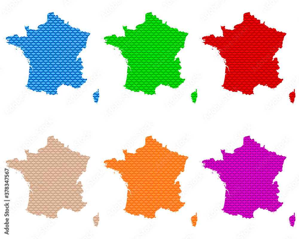 Karten von Frankreich auf grobem Gewebe