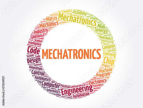Mechatronics word cloud collage, concept background