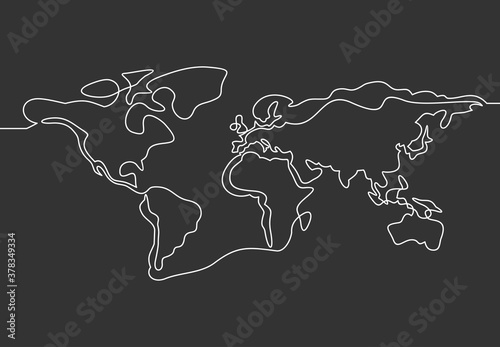 Fototapeta Naklejka Na Ścianę i Meble -  continuous line drawing - map of world map