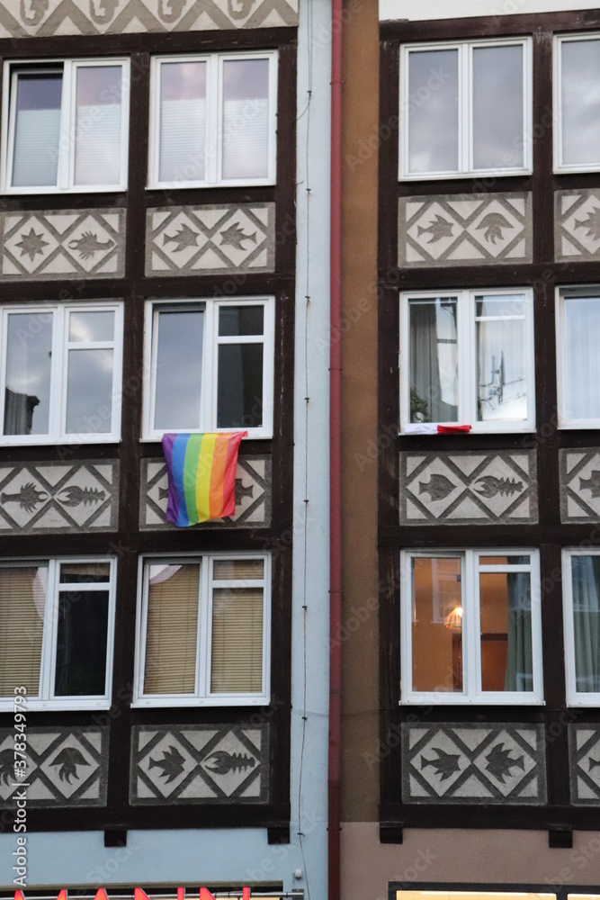 Obraz premium LGBT windows on the facade of a building