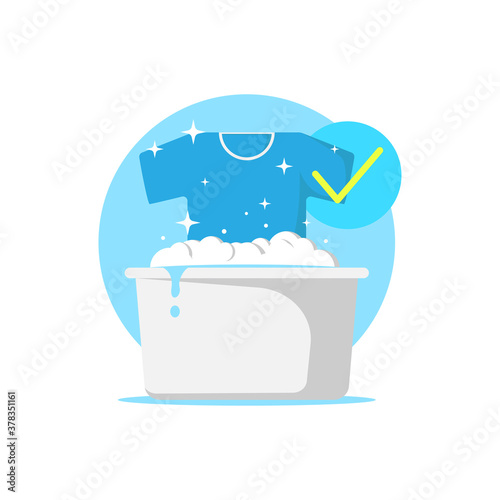 make sure you wash the clothes thoroughly with detergent to remove the viruses concept illustration flat design vector. laundry service agency graphic element