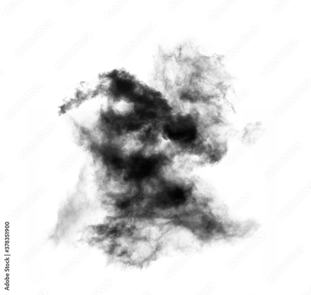 Black smoke isolated on white