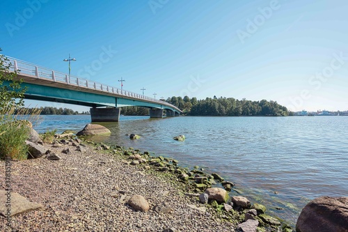 Korkeasaari  Helsinki  Finland  August 21  2020 view from the shore  on the island in the Zoo  Summer sunny day