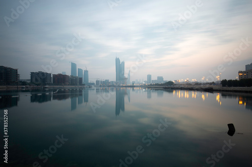 Bahrain Skyline in the morning hours with beautiful hue