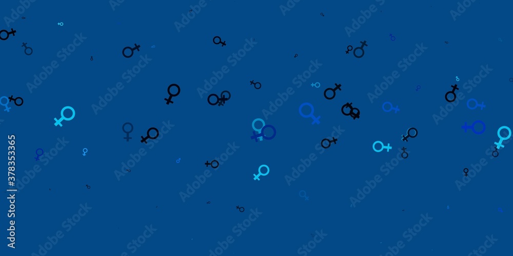 Light BLUE vector pattern with feminism elements. Light BLUE vector pattern with feminism elements.