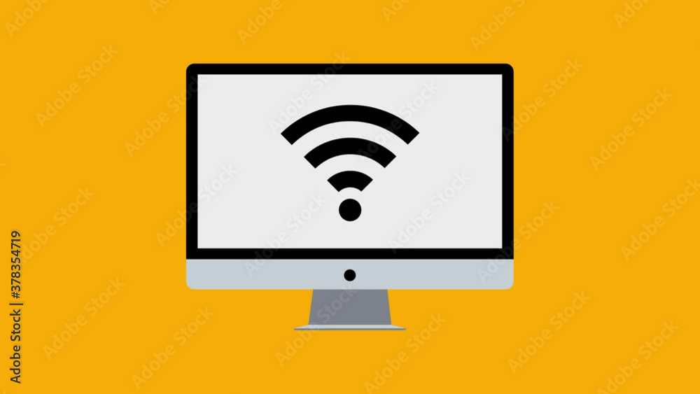 Wifi Symbol on a Computer Screen With a Colorful Background. Wireless Network Icon Wifi Symbol on a Computer Screen With a Colorful Background. Wireless Network Icon