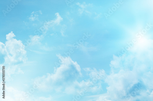 Blue sky with white cloud. Blue background. The summer sky is colorful clearing day and beautiful nature in the morning. for backdrop decorative and wallpaper design. The perfect sky background.