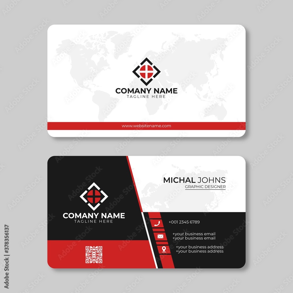 Modern business card template. Personal visiting card with company logo. Vector business card template. Visiting card for business and personal use. Vector illustration design.
