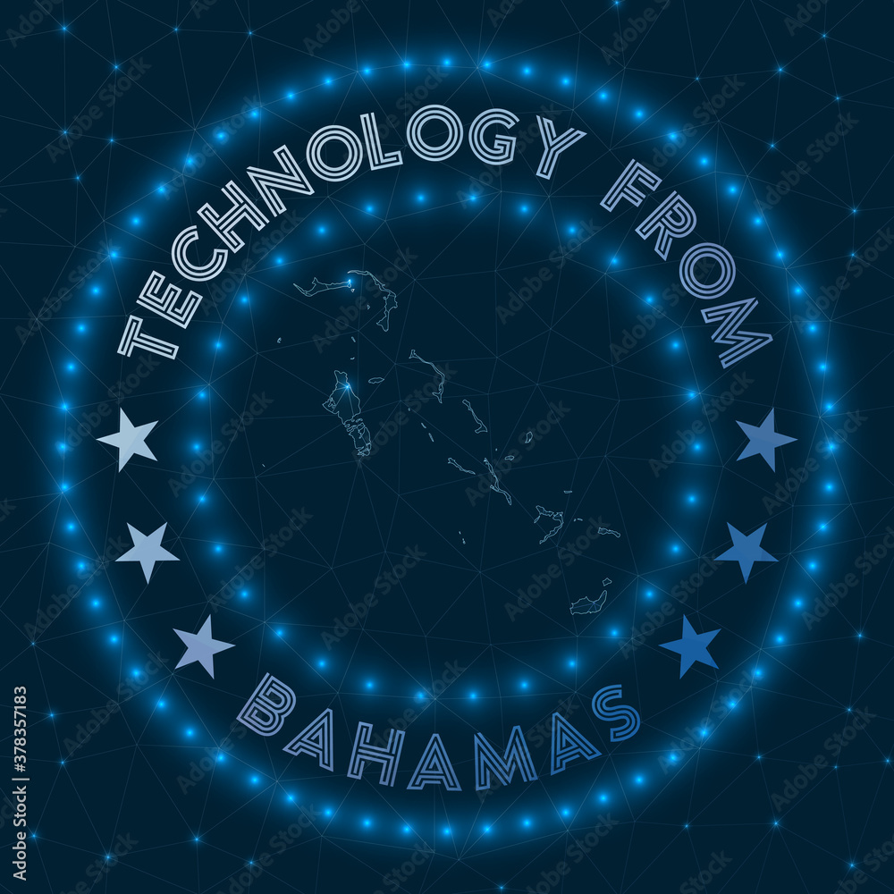 Technology From Bahamas. Futuristic geometric badge of the country. Technological concept. Round Bahamas logo. Vector illustration. Technology From Bahamas. Futuristic geometric badge of the country. Technological concept. Round Bahamas logo. Vector illustration.