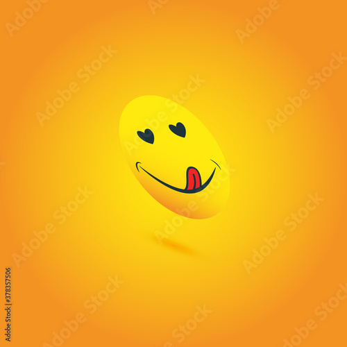 Yummy icon. Hungry smiling face with mouth and tongue emoji. Delicious, healthy funny lunch tasty mood smile avatar happy yellow character cute vector isolated cartoon symbol