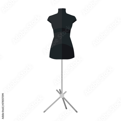 Sartorial mannequins in black are isolated on a white background. Mannequins form the body of a woman. Silhouette of a person in the style of a flat.