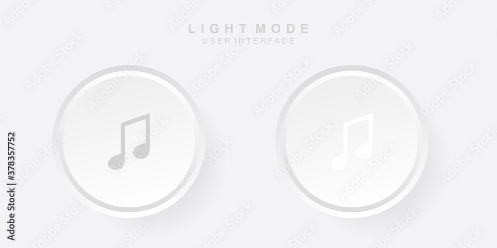 Simple Creative Music User Interface in Neumorphism Design. Simple modern and minimalist. Smooth and soft 3D user interface. Light mode. For website or apps design. Icon Music Vector Illustration. Simple Creative Music User Interface in Neumorphism Design. Simple modern and minimalist. Smooth and soft 3D user interface. Light mode. For website or apps design. Icon Music Vector Illustration.