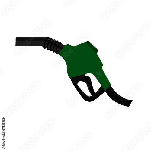 Green gasoline pump gun on white background