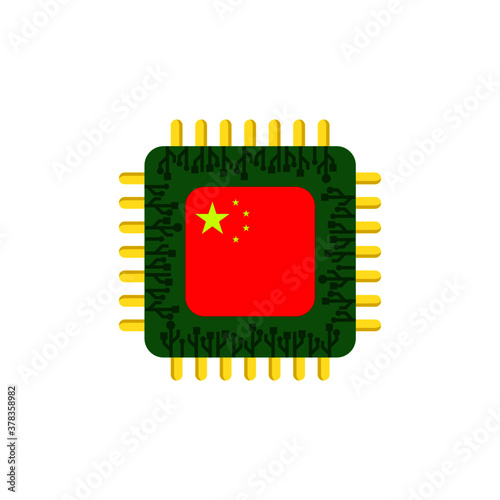 Photography Technology computer chip and china flag on white background