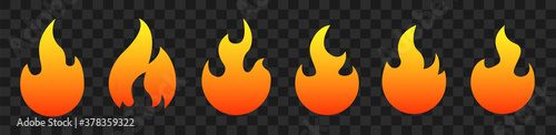 Fire icons. Flame set vector illustration