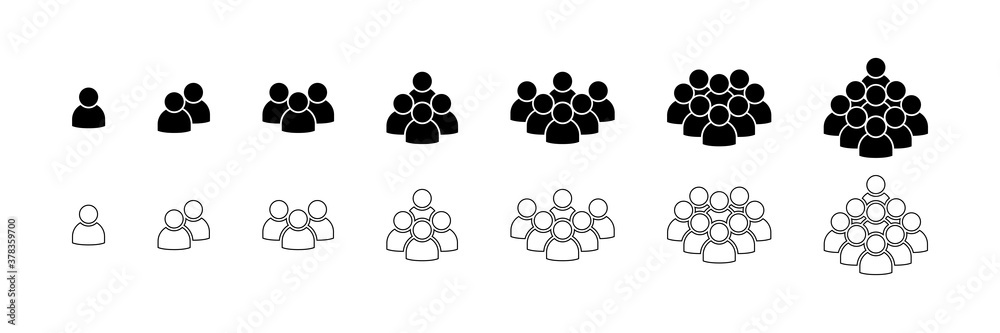 People. People icons in modern simple flat and lines design. People black vector icon, isolated. Persons for web design, app and ui. Vector illustration - obrazy, fototapety, plakaty 