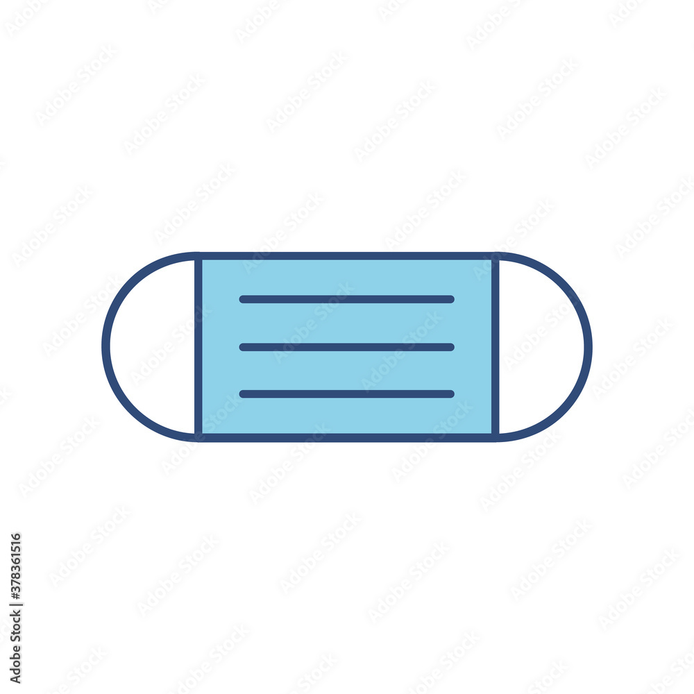 Medical protective mask blue icon. Concept about health and disease. Flat mask vector illustration isolated
