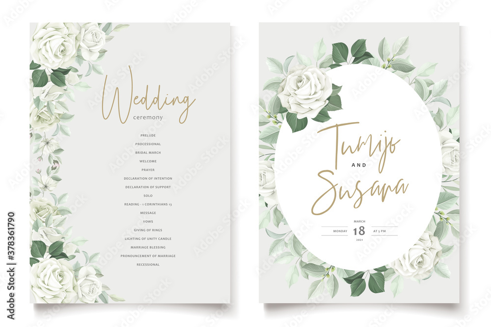 Fototapeta premium Beautiful roses invitation card template