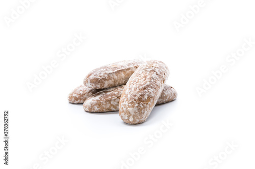 sweet russian gingerbread cookies isolated on white background