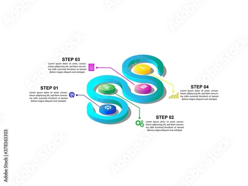 Business data visualization.  Abstract Process chart or graph elements, diagram with step option parts or processes. Vector business template for presentation. Creative concept for infographic.