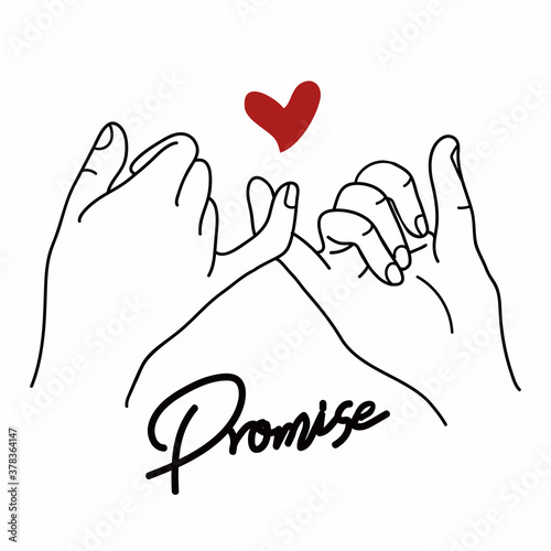 Promise  outline vector with red heart sign concept