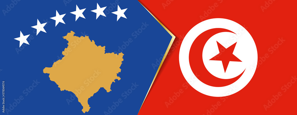 Kosovo and Tunisia flags, two vector flags. Kosovo and Tunisia flags, two vector flags.