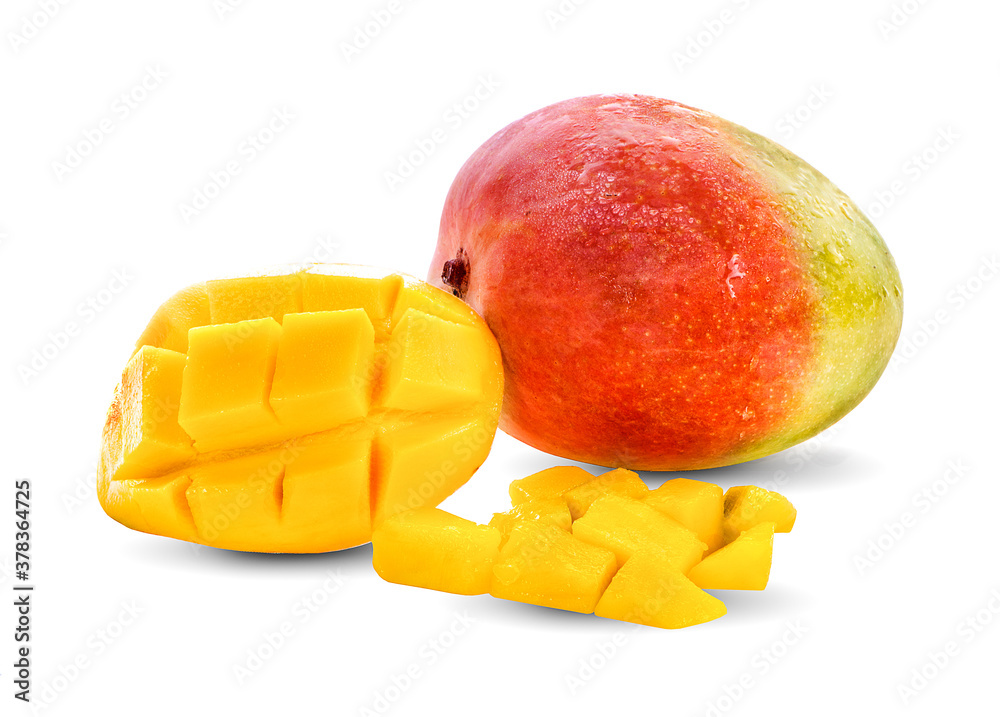 Mango with leaf isolated on white background Mango with leaf isolated on white background