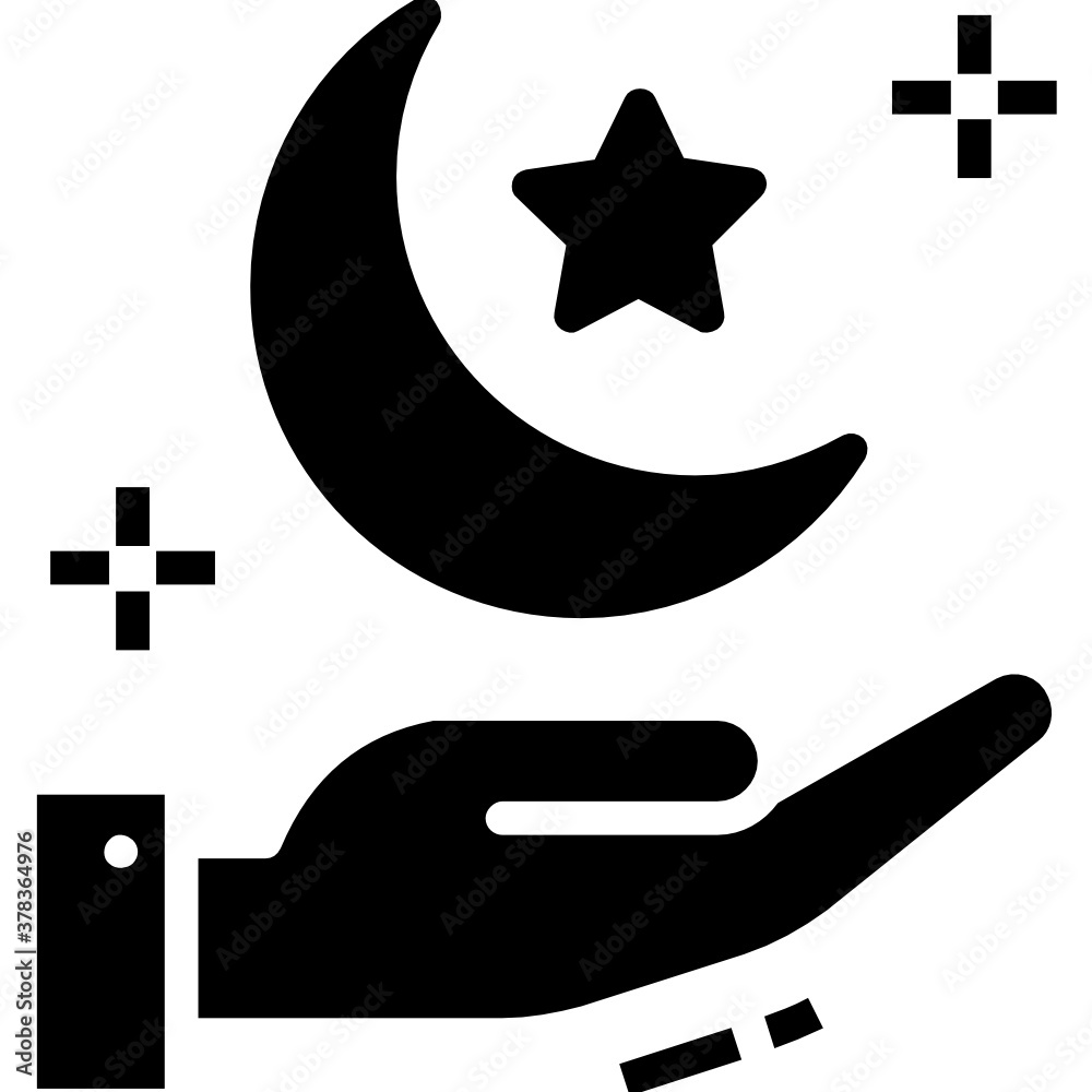 Moon with star, filled style of nighttime icon
Moon with star, filled style of nighttime icon