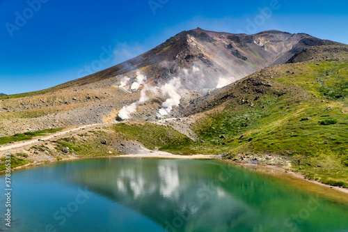 活火山と池２