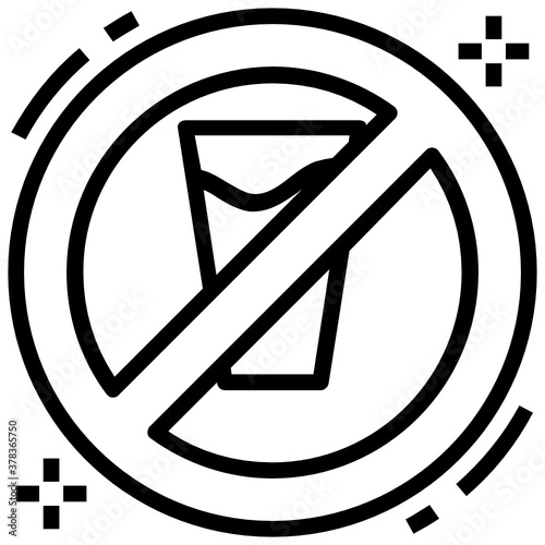 
Filled style of forbidden sign on glass, no drink or fasting concept icon
