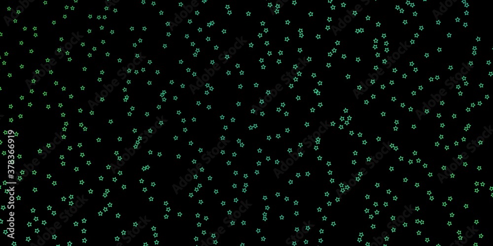 Dark Green vector template with neon stars. Colorful illustration with abstract gradient stars. Theme for cell phones.