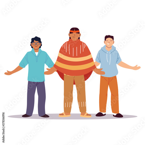 multiethnic group of people standing together, diversity or multiculturalism