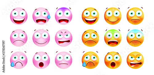 Cute Emoticon with Cartoon Style on White Background . Isolated Vector Illustration 