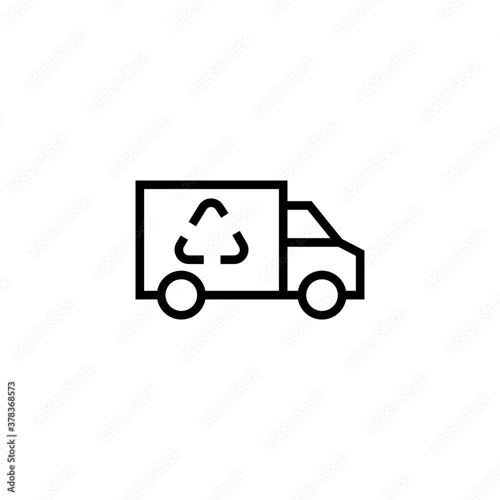 Fototapeta premium Eco Truck Icon in black line style icon, style isolated on white background