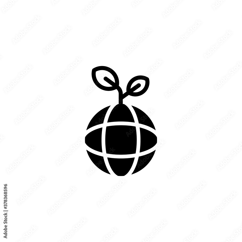 Eco earth, ecology Icon in black flat glyph, filled style isolated on white background