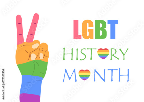 LGBT history month concept vector for banner, poster, web. Heart is painted in LGBT pride colors.