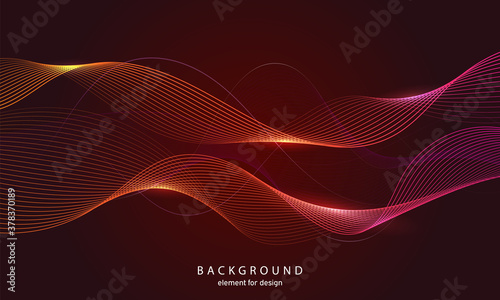 Abstract wave background. Element for design. Digital frequency track equalizer. Stylized line art. Colorful shiny wave with lines created using blend tool. Curved wavy line smooth stripe Vector